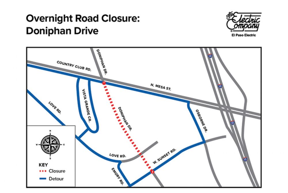 Overnight Road Closure: EPE to Conduct Work Along Doniphan Drive